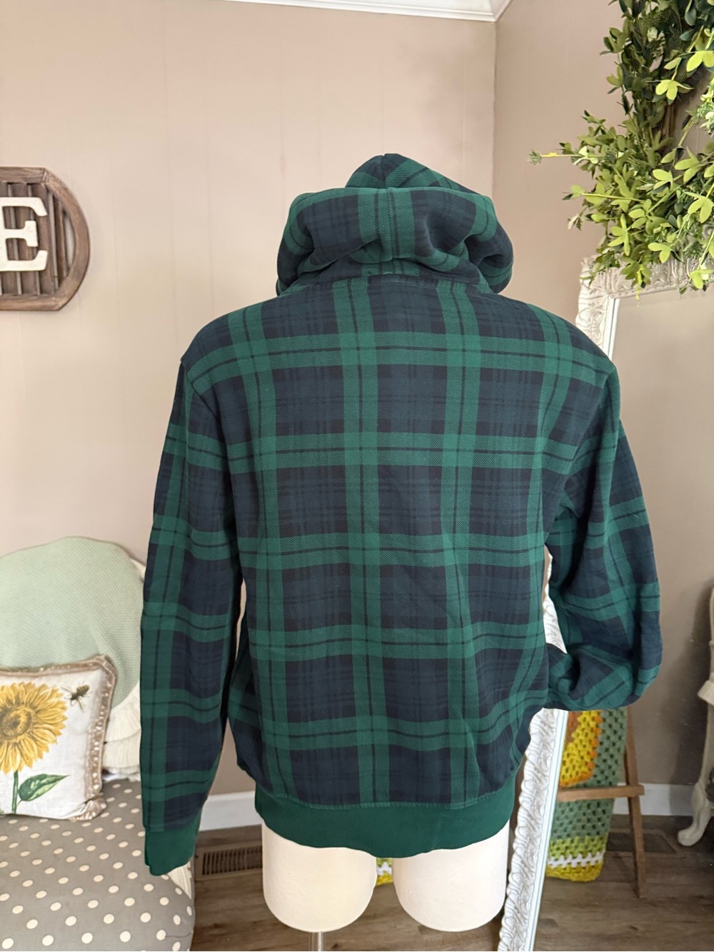 Polo Ralph Lauren • Leather Pony Tartan Plaid Hoodie - Picture 12 of 16
